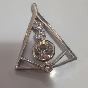 Butler Silver Geometric Triangle Pendant Necklace with Clear Stones